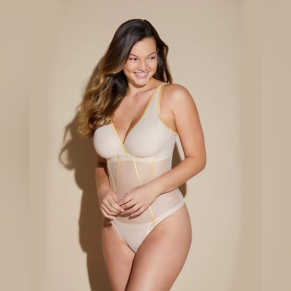 Cosabella Sardegna Curvy Bodysuit Teddy Camel Gold Lingerie medium M new